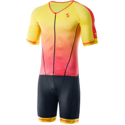 Pro Short Sleeves Tri Suit Men Gold Red